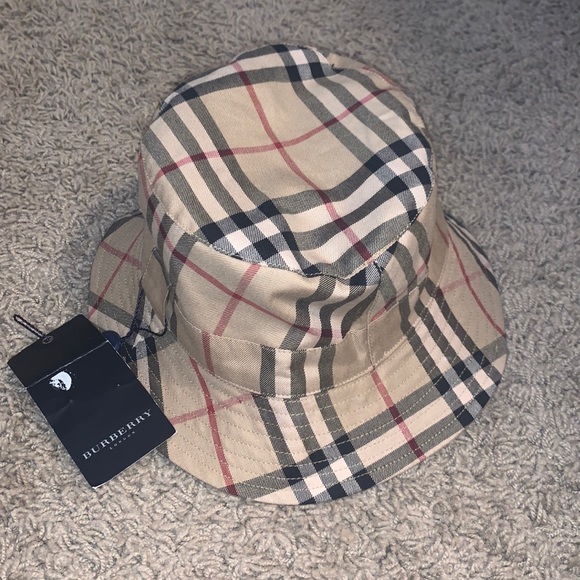Burberry Tan and Black Checkered Hat